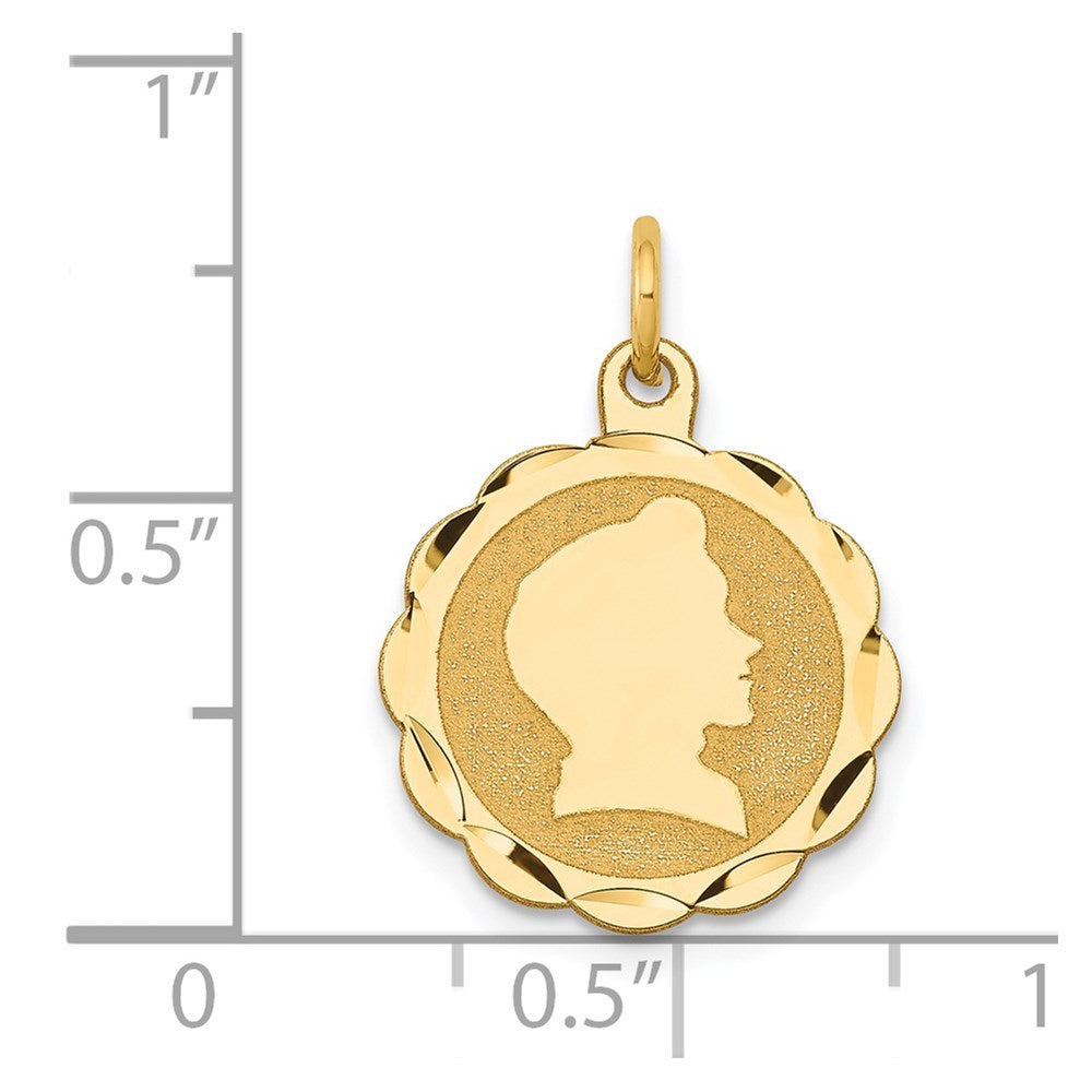 Boy Head on .009 Gauge Engravable Scalloped Disc Charm - WBC