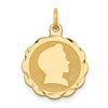 14K Gold Boy Head on Engravable Scalloped 17 Disc Charm, 15mm