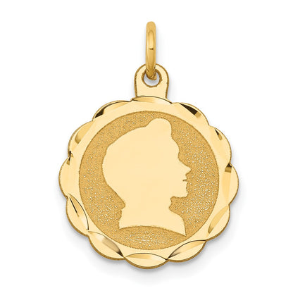 Boy Head on .011 Gauge Engravable Scalloped Disc Charm - WBC