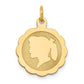 Girl Head on .009 Gauge Engravable Scalloped Disc Charm - WBC