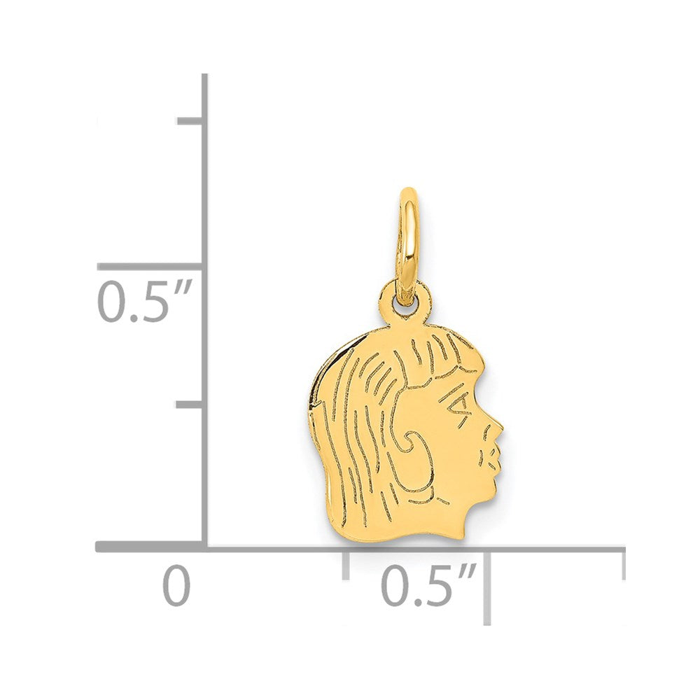 .013 Depth Engravable Girl Head Charm - WBC