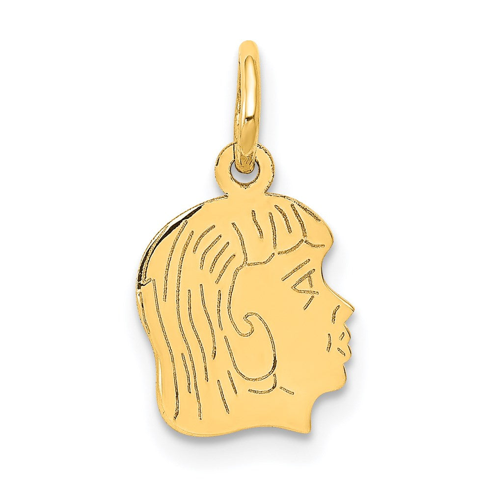 .013 Depth Engravable Girl Head Charm - WBC