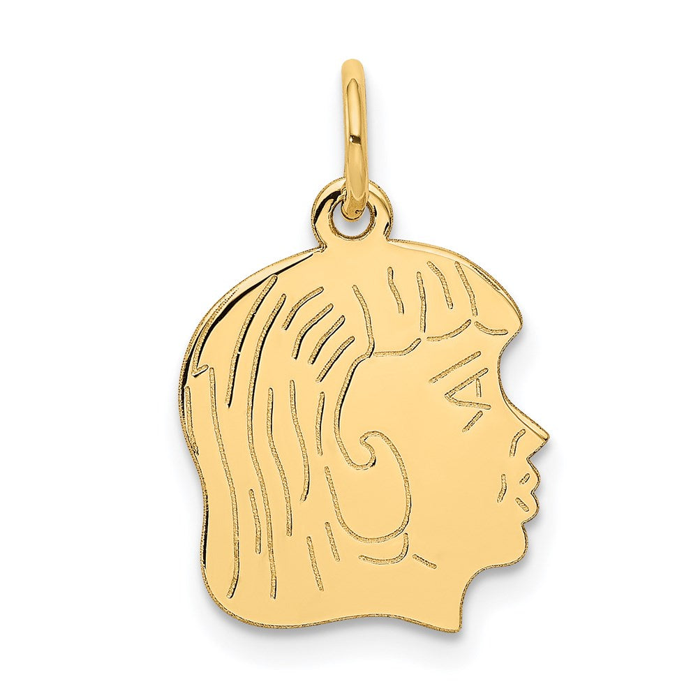 .011 Depth Engravable Girl Head Charm - WBC