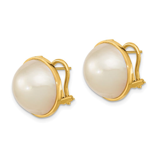 14- Mabe Saltwater Cultured Pearl Omega Back Earrings - WBC