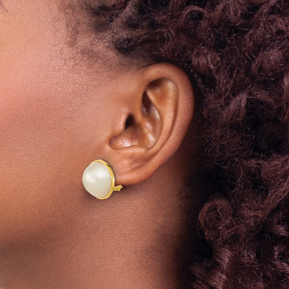 14- Mabe Saltwater Cultured Pearl Omega Back Earrings - WBC