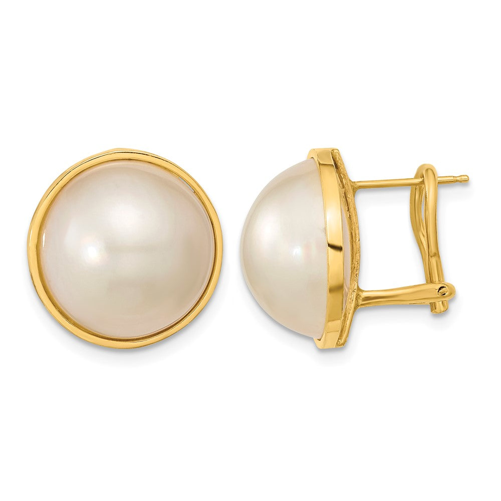 14- Mabe Saltwater Cultured Pearl Omega Back Earrings - WBC