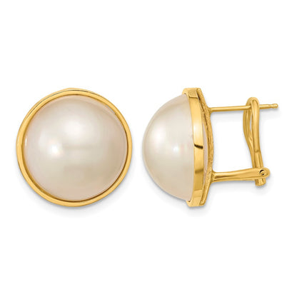 14- Mabe Saltwater Cultured Pearl Omega Back Earrings - WBC