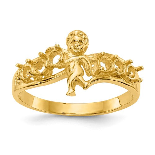 14k Polished 6-Stone Mothers Ring with Angel on Band Mounting