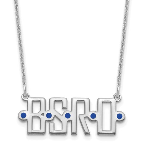 14K White Gold Polished 4 Initial Enameled Necklace