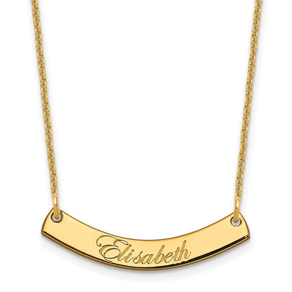 Small EDWARDIAN SCRIPT Curved Bar Necklace - WBC