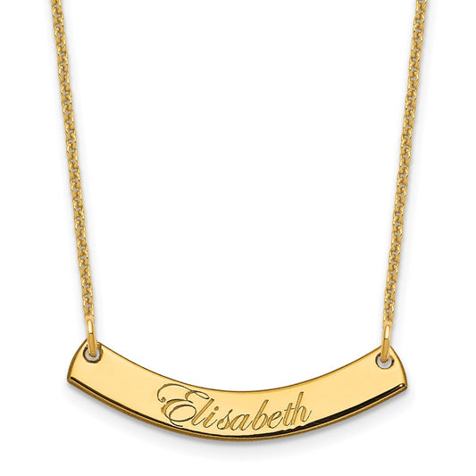 Small EDWARDIAN SCRIPT Curved Bar Necklace - WBC