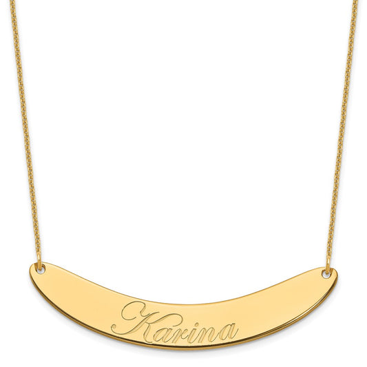 Large EDWARDIAN SCRIPT Curved Bar Necklace - WBC