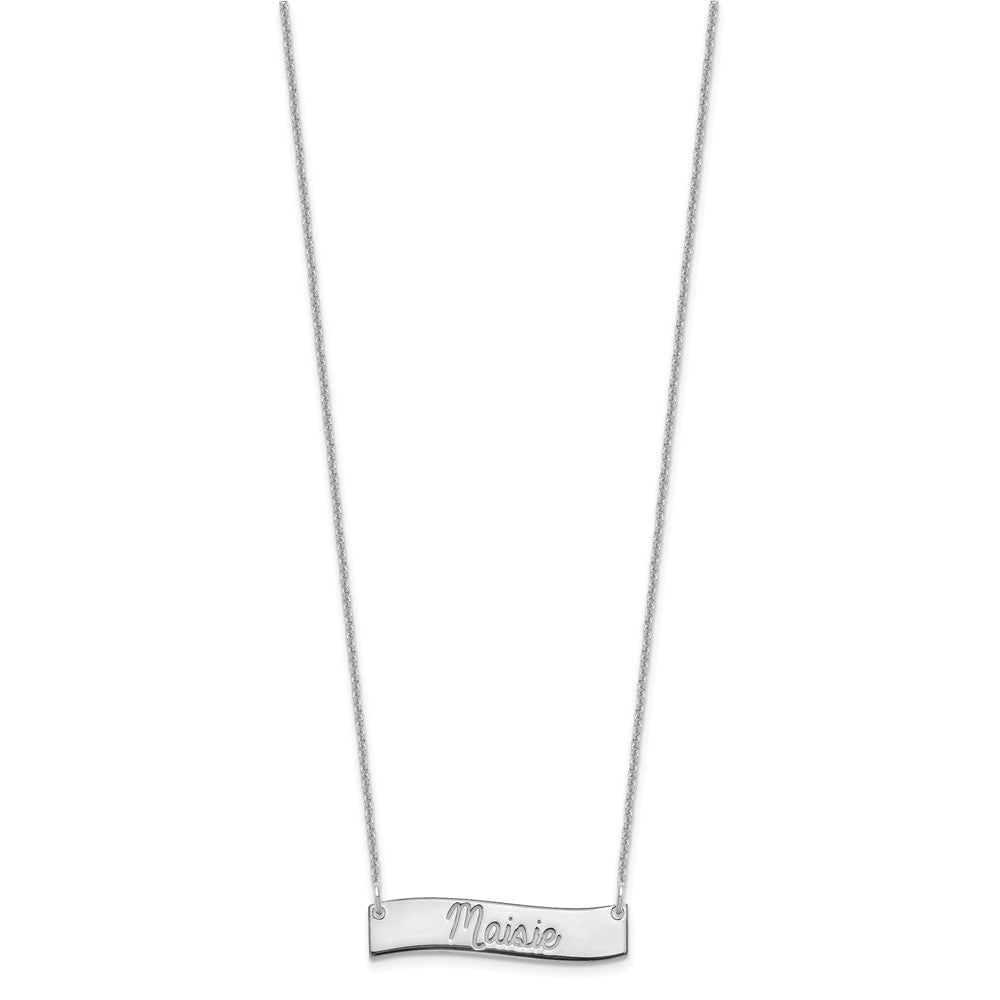 Small ALWAYS IN MY HEART Curved Bar Necklace - WBC