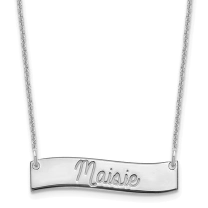 Small ALWAYS IN MY HEART Curved Bar Necklace - WBC