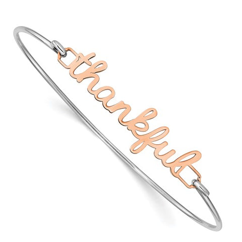 SS/Rose-plated Name Plate on Sterling Silver Bangle