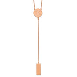 14K Rose Gold Brushed Y-Drop Initial Necklace