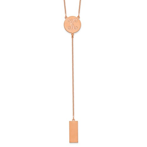 14K Rose Gold Brushed Y-Drop Initial Necklace