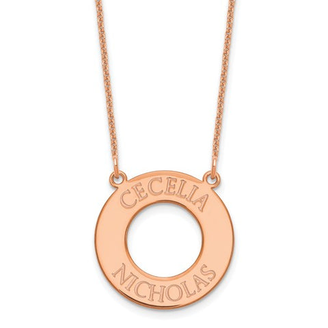 14k Rose Gold Circle with 2 Name Necklace