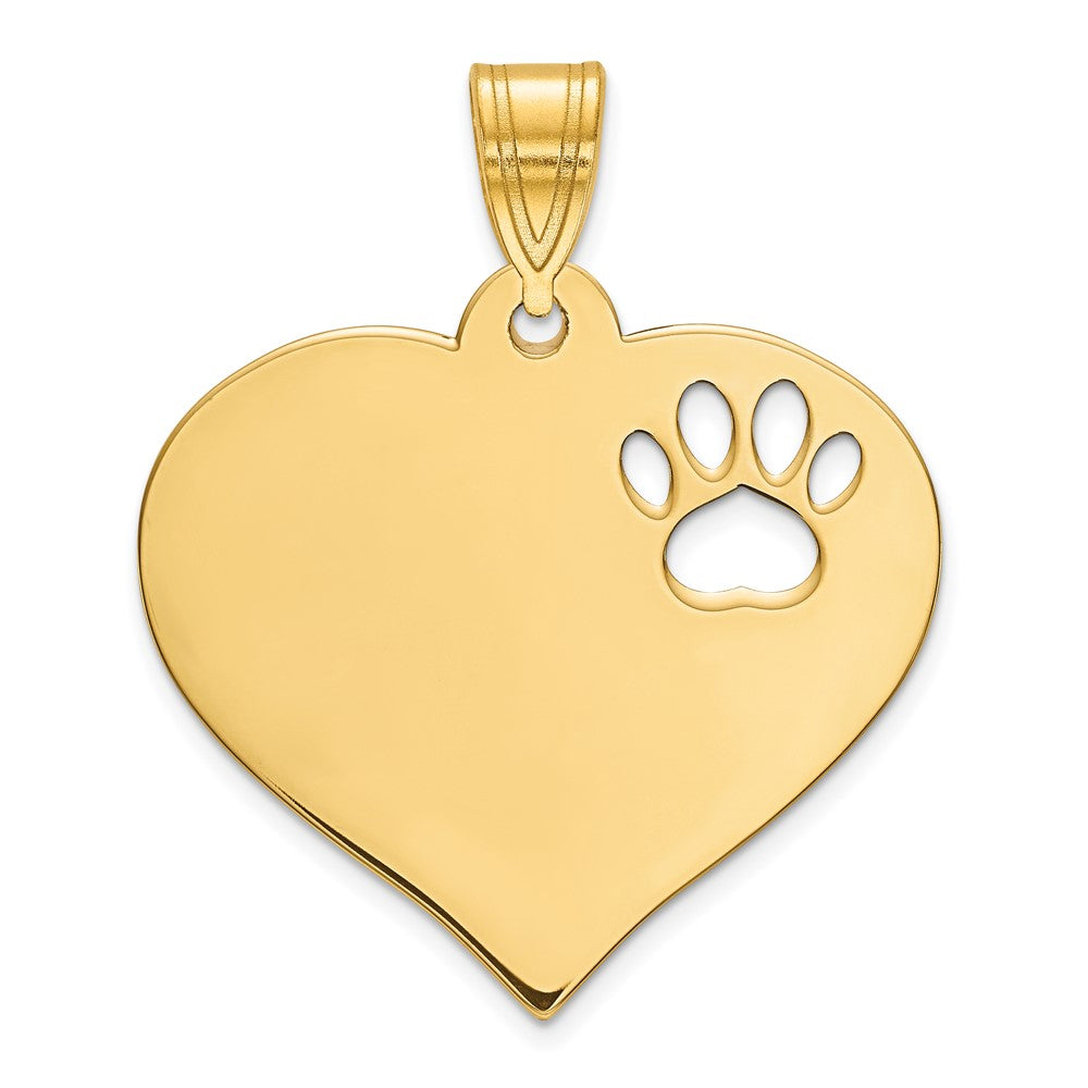Blank Heart with Cut-out Paw Print Pendant - WBC