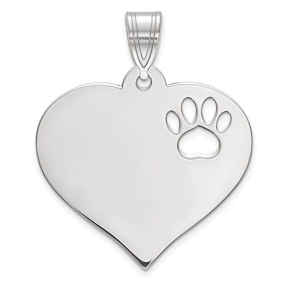Blank Heart with Cut-out Paw Print Pendant - WBC