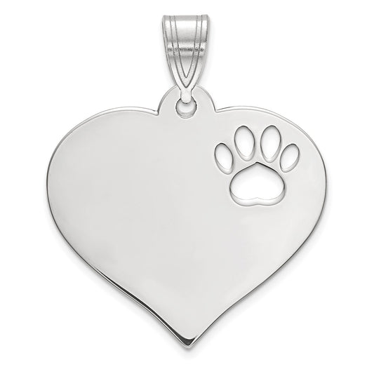 Blank Heart with Cut-out Paw Print Pendant - WBC