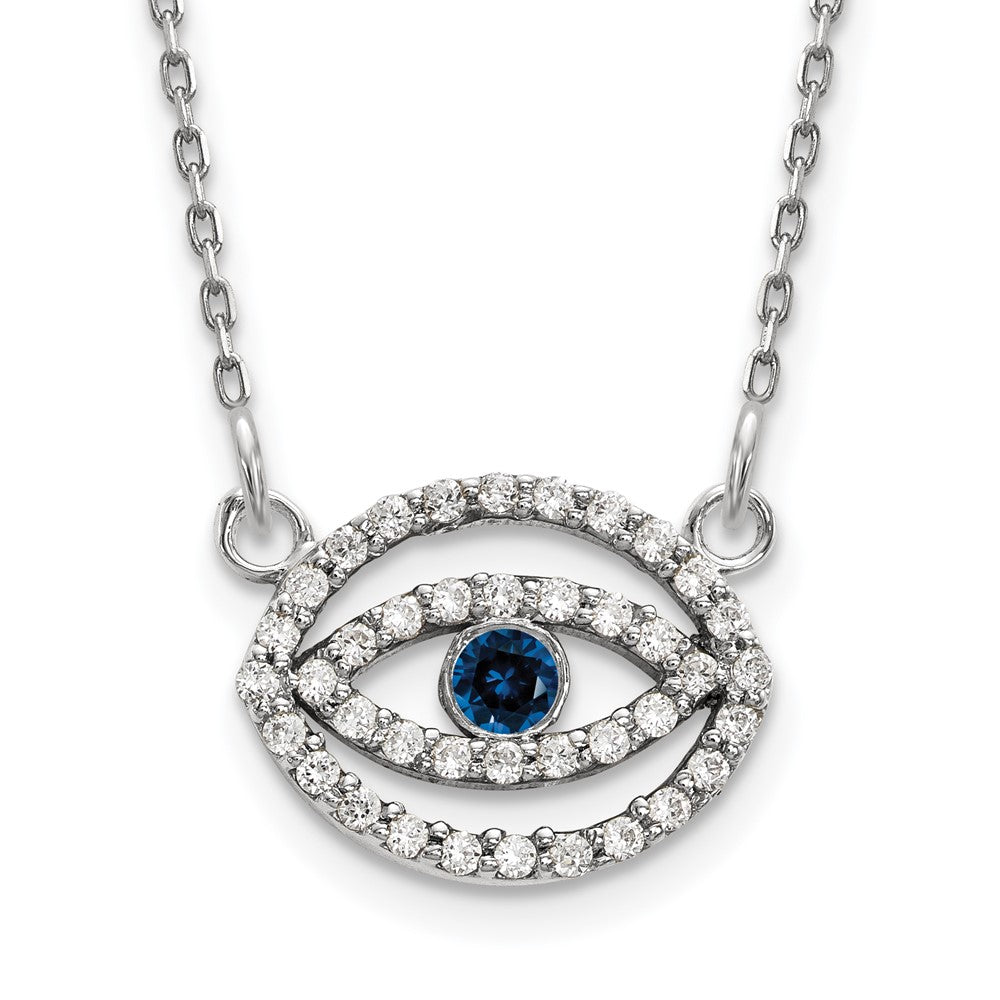 1/4 carat Diamond and Sapphire Evil Eye Necklace - WBC
