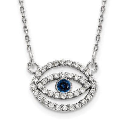 1/4 carat Diamond and Sapphire Evil Eye Necklace - WBC