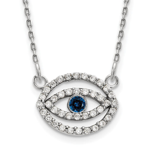 1/4 carat Diamond and Sapphire Evil Eye Necklace - WBC