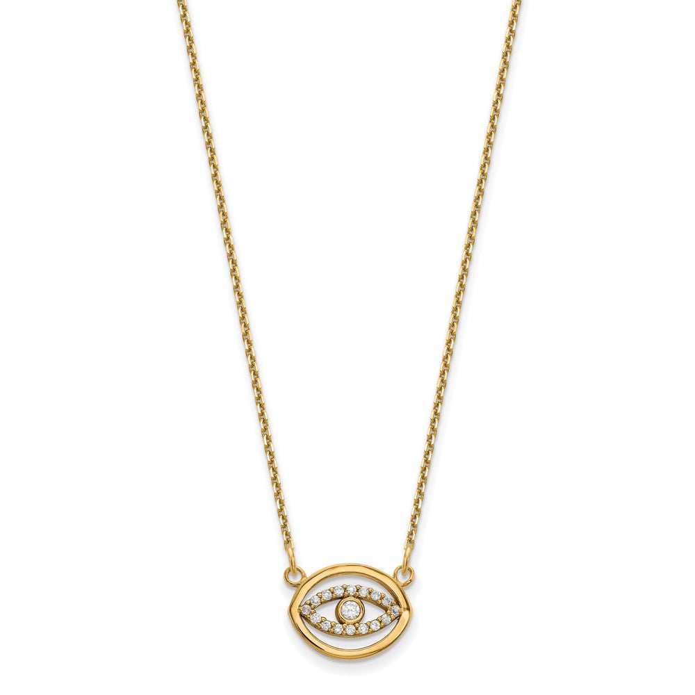 Polished 1/10 carat Diamond Halo Evil Eye Necklace - WBC