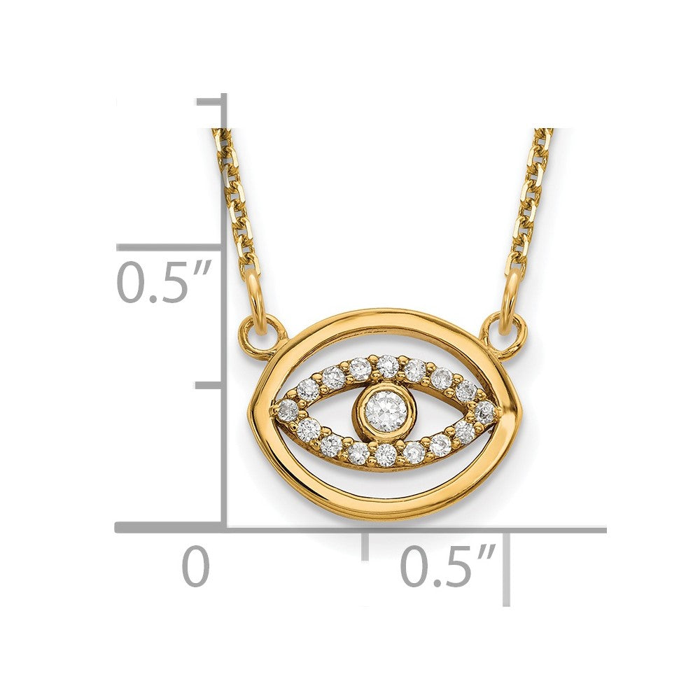 Polished 1/10 carat Diamond Halo Evil Eye Necklace - WBC