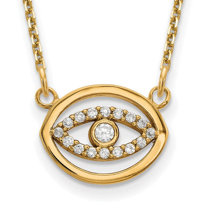 Polished 1/10 carat Diamond Halo Evil Eye Necklace - WBC