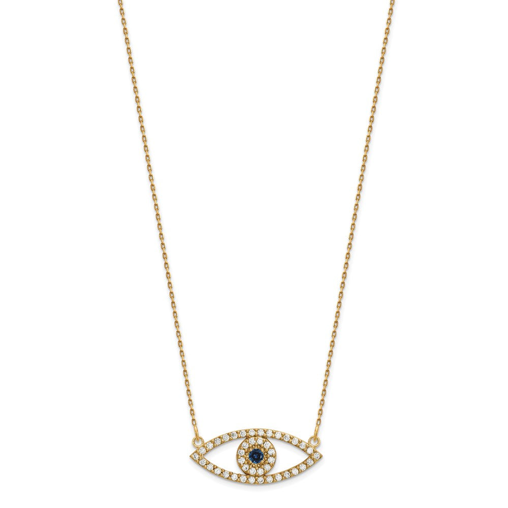 Polished 1/2 carat Diamond and Sapphire Medium Evil Eye Necklace - WBC