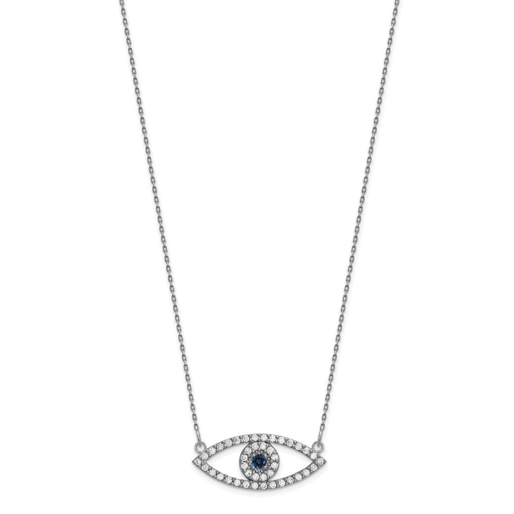 Polished 1/2 carat Diamond and Sapphire Medium Evil Eye Necklace - WBC