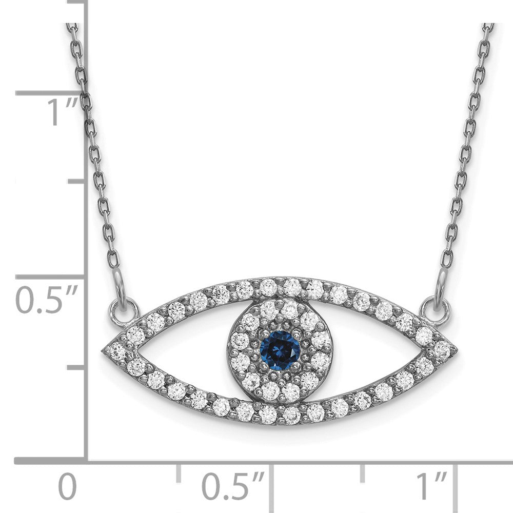 Polished 1/2 carat Diamond and Sapphire Medium Evil Eye Necklace - WBC