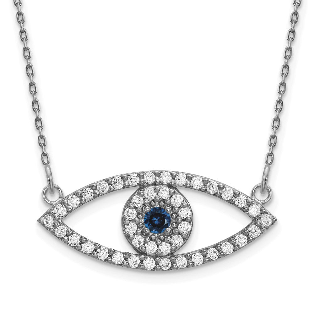 Polished 1/2 carat Diamond and Sapphire Medium Evil Eye Necklace - WBC
