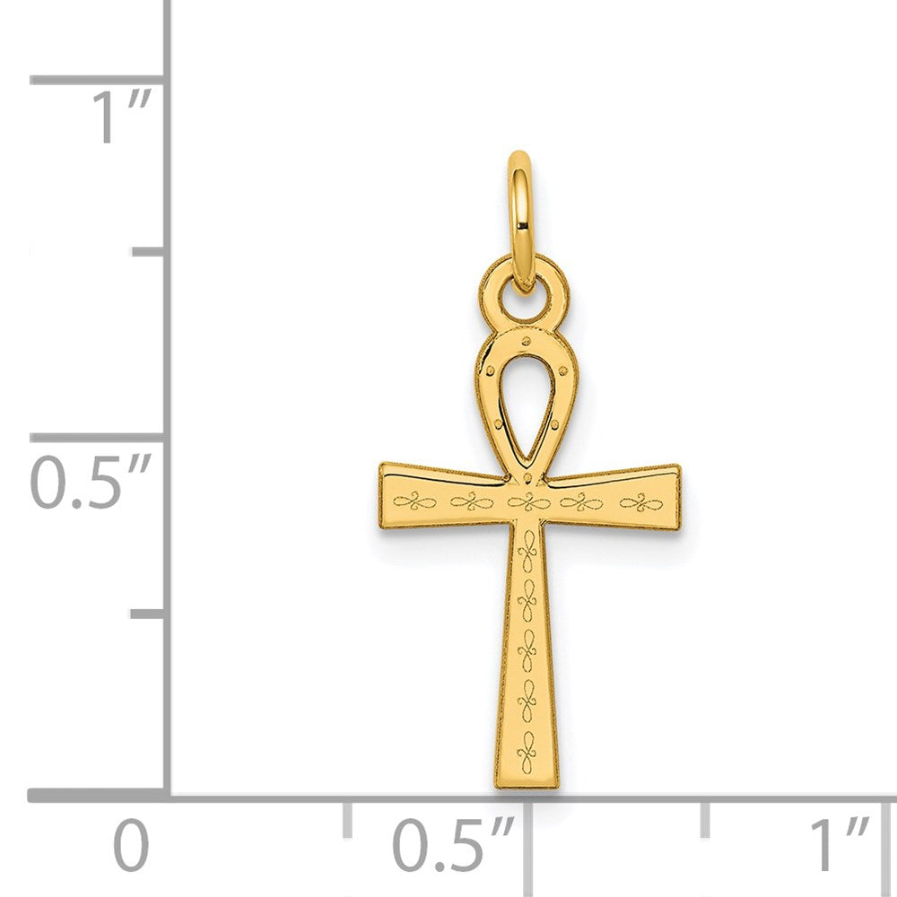 Laser Designed Ankh Cross Charm - WBC