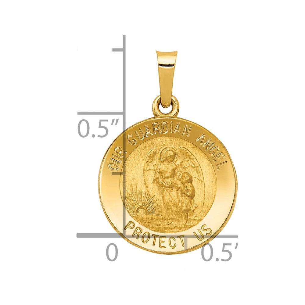 Polished and Satin Hollow Our Guardian Angel Medal Charm - WBC