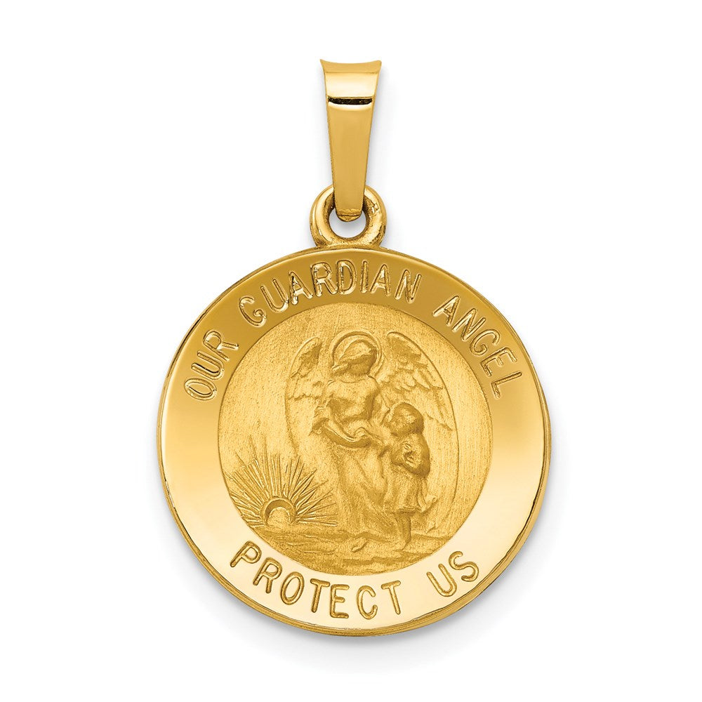 Polished and Satin Hollow Our Guardian Angel Medal Charm - WBC