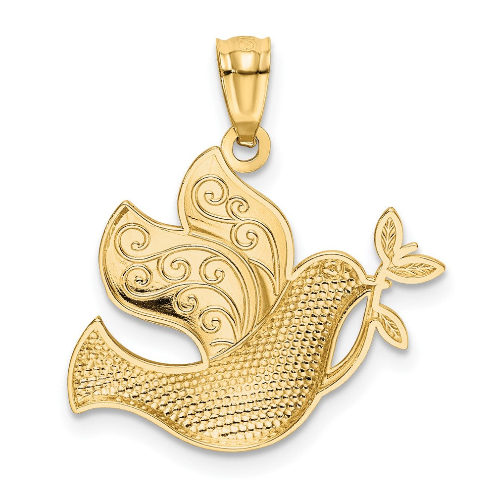 and Rhodium Dove with Olive Brance Pendant - WBC