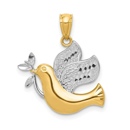 and Rhodium Dove with Olive Brance Pendant - WBC