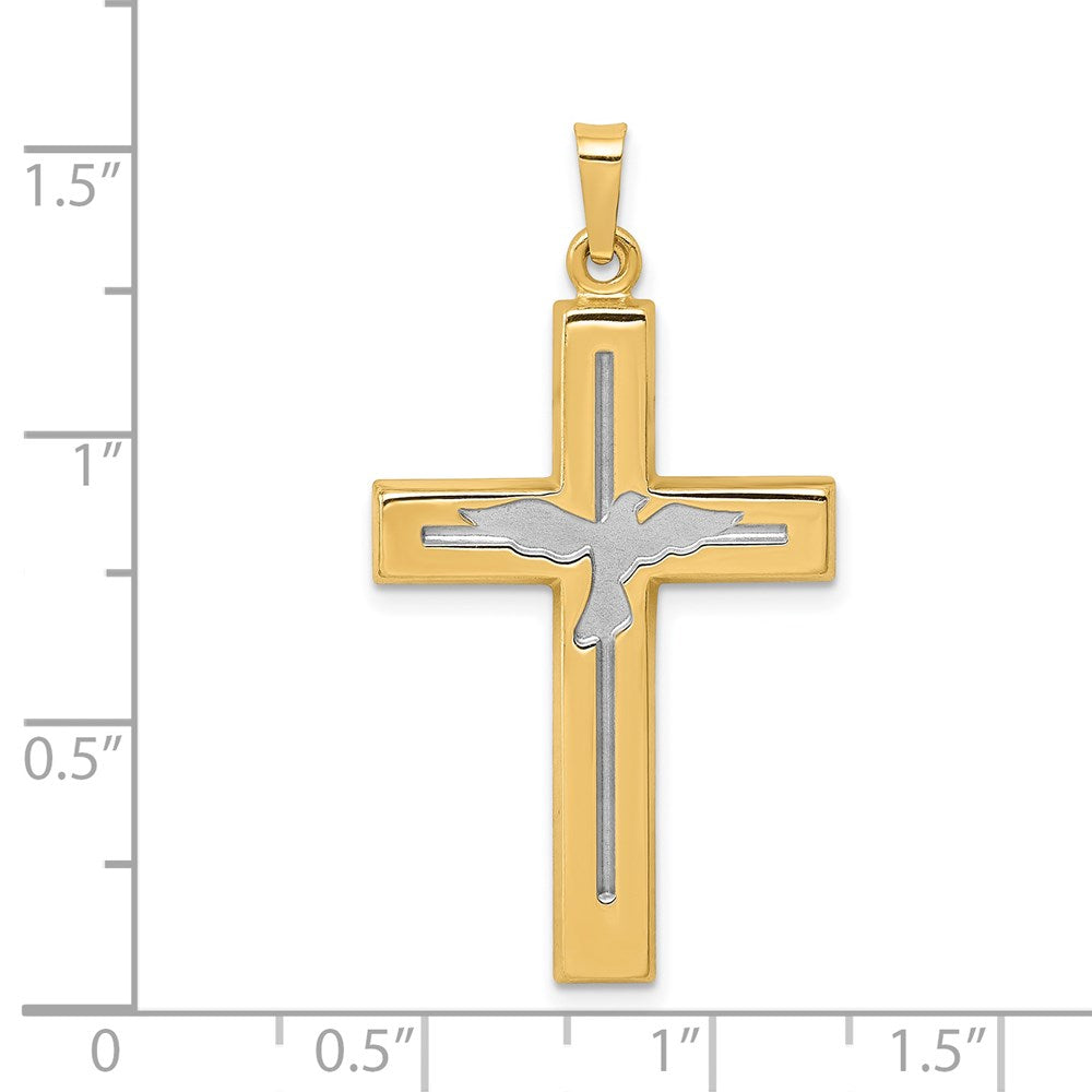 and Rhodium Polished and Satin Cross with Dove Pendant - WBC