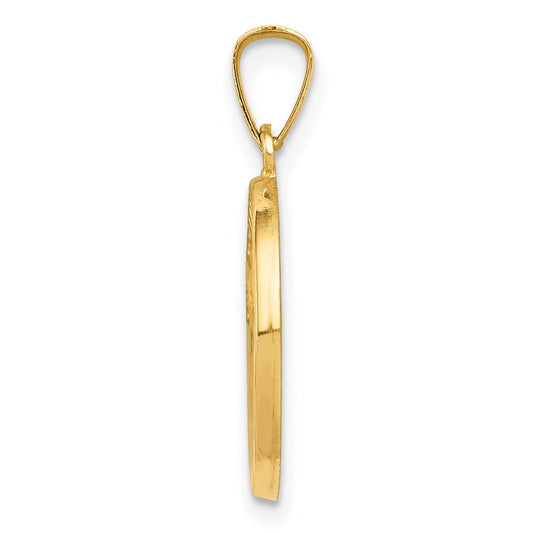 Polished and Satin Hollow Spanish Mi Primera Comunion Medal Round Pendant - WBC