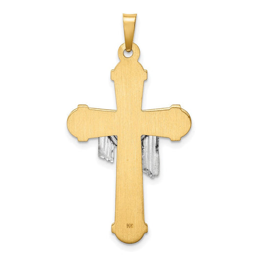 14K Two-Tone Gold Salvation Hollow Polished Draped Cross, 18mm