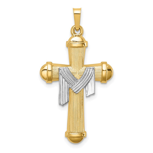 Two-tone Hollow Polished Draped Cross - WBC