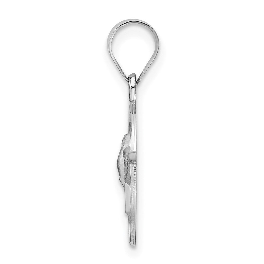 Polished and Satin Hollow Holy Spirit Medal Round Pendant - WBC