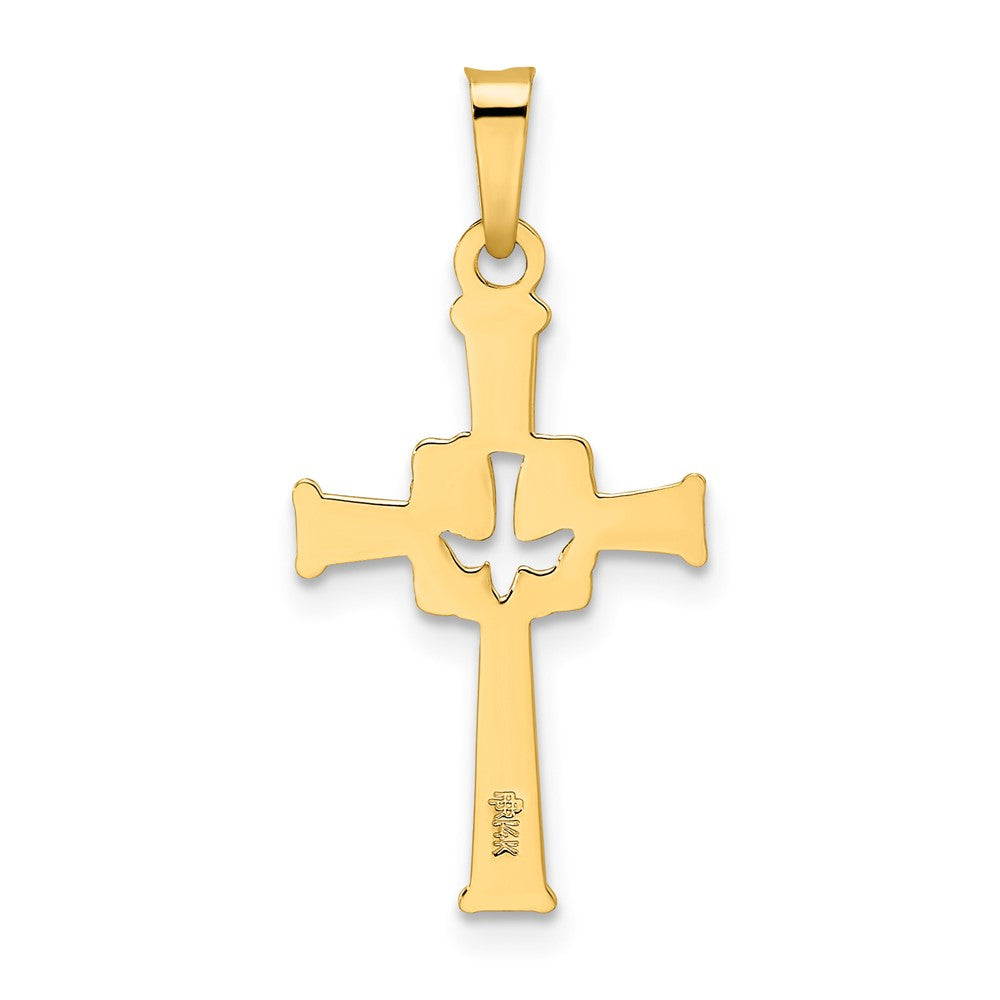 Polished Cut-Out Solid Dove Cross Pendant - WBC