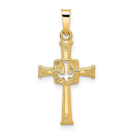 Polished Cut-Out Solid Dove Cross Pendant - WBC