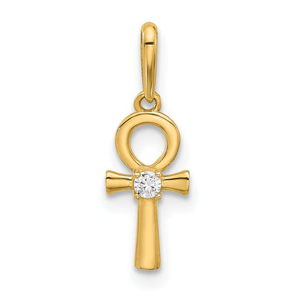 Polished CZ Ankh Cross Pendant - WBC