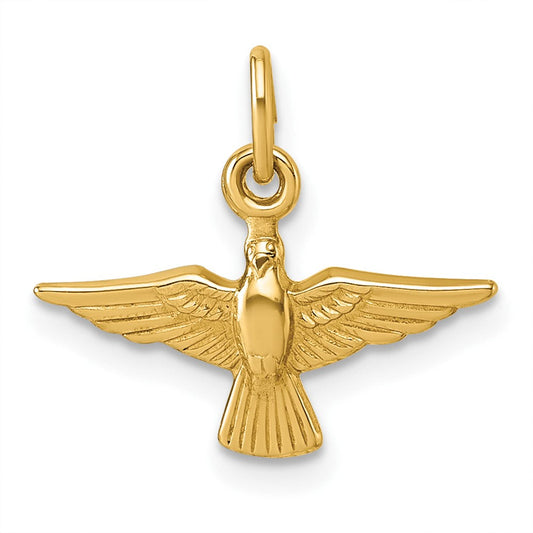 14K Gold Falconer Polished Flying Dove Pendant, 13.1mm