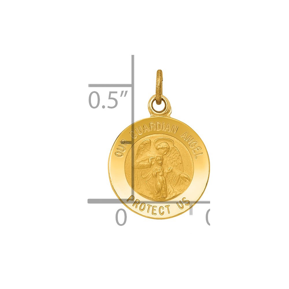 Polished and Satin Solid Our Guardian Angel Medal Charm - WBC
